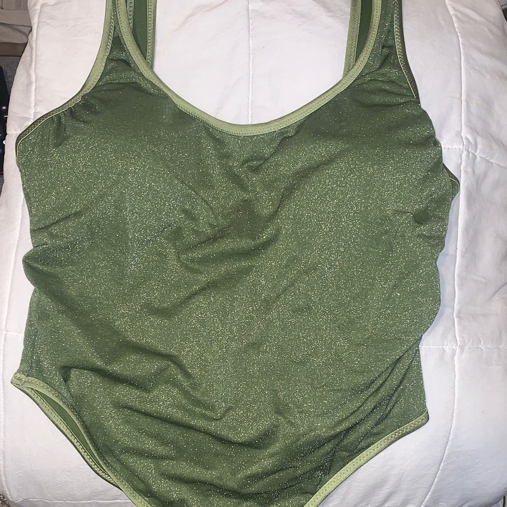 Green Glittery One Piece Swimsuit